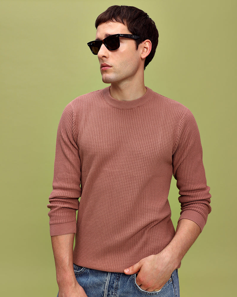 MEXICAN PINK WAFFLE SWEATER