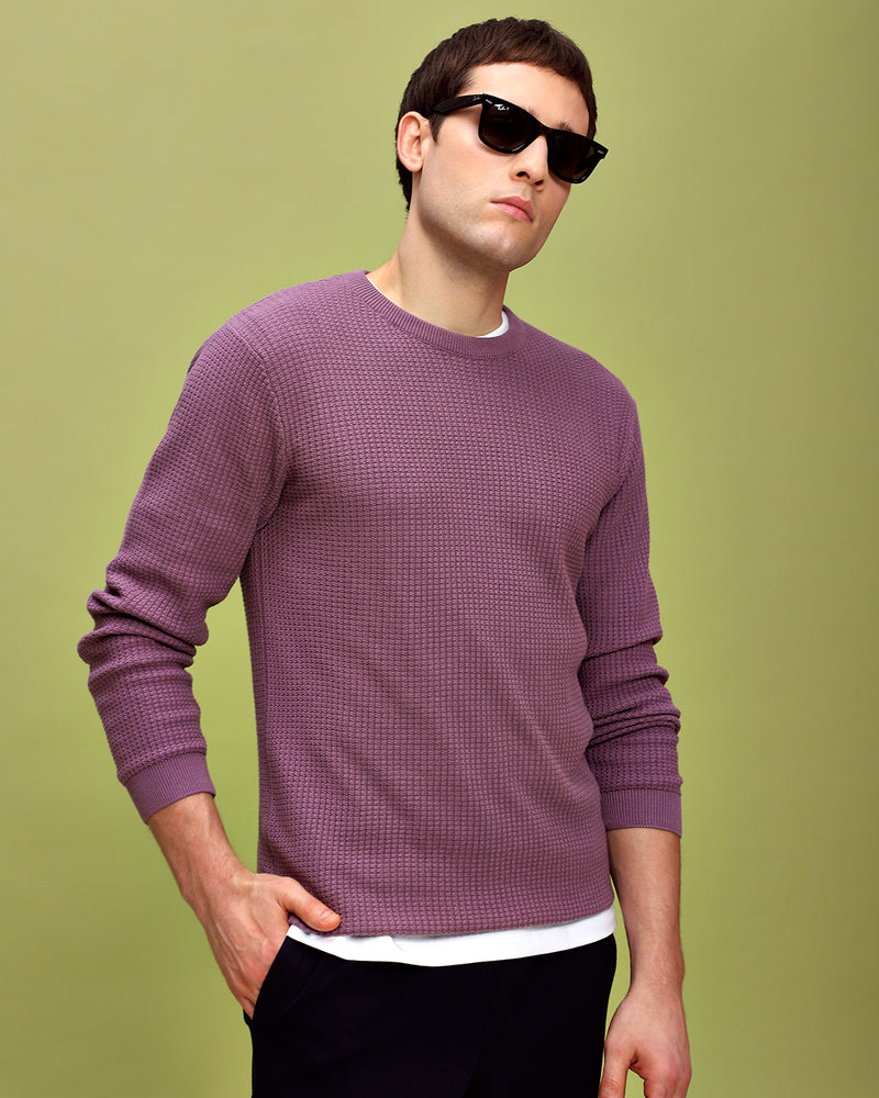 FRENCH PURPLE WAFFLE SWEATER