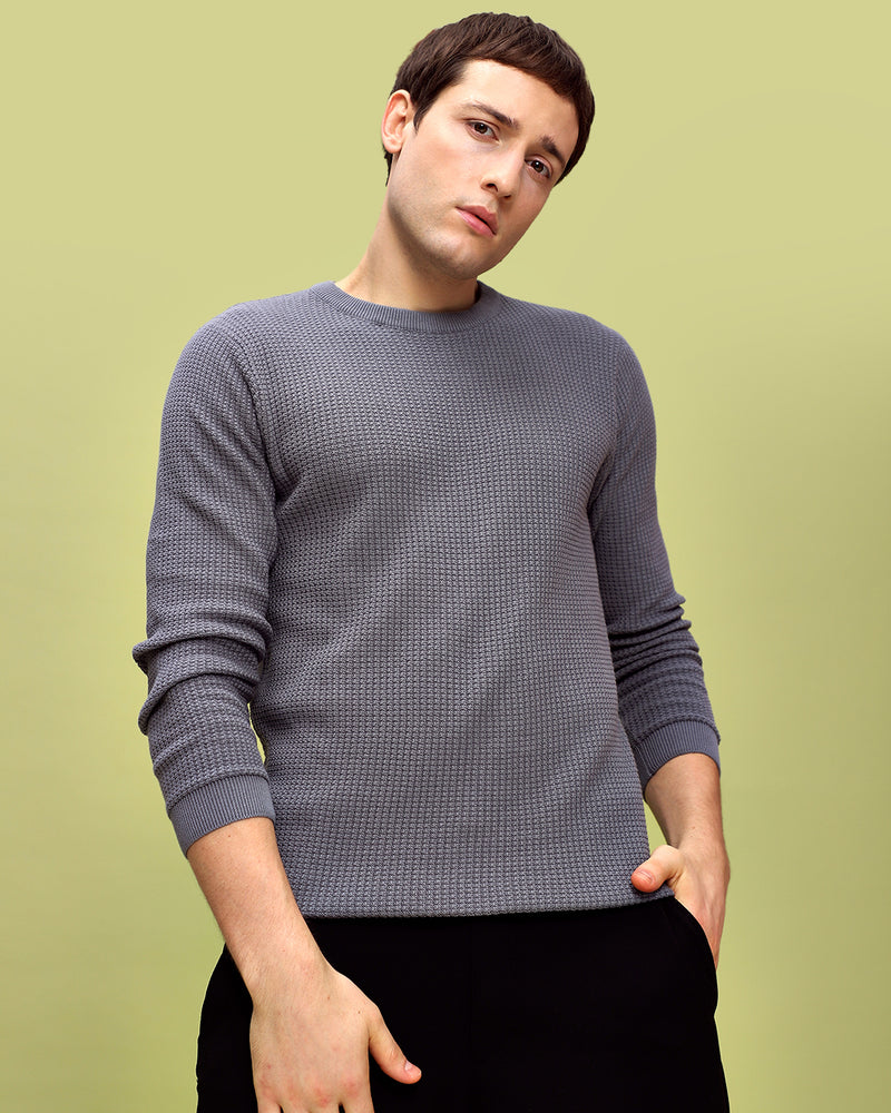 OXFORD GREY WAFFLE SWEATER