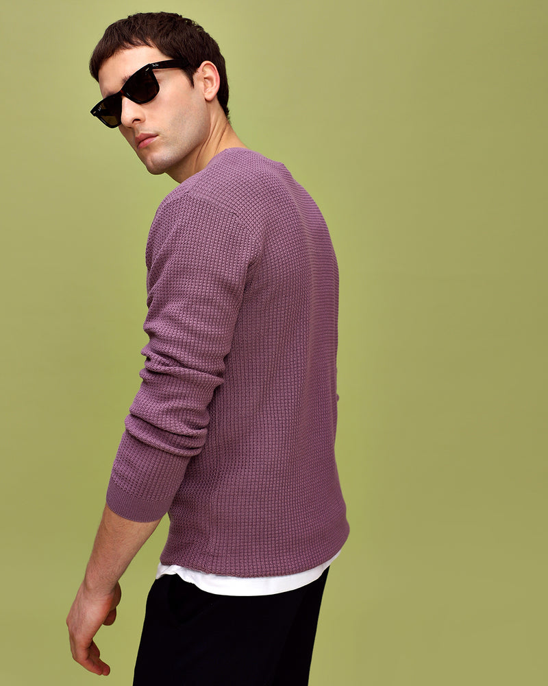 FRENCH PURPLE WAFFLE SWEATER