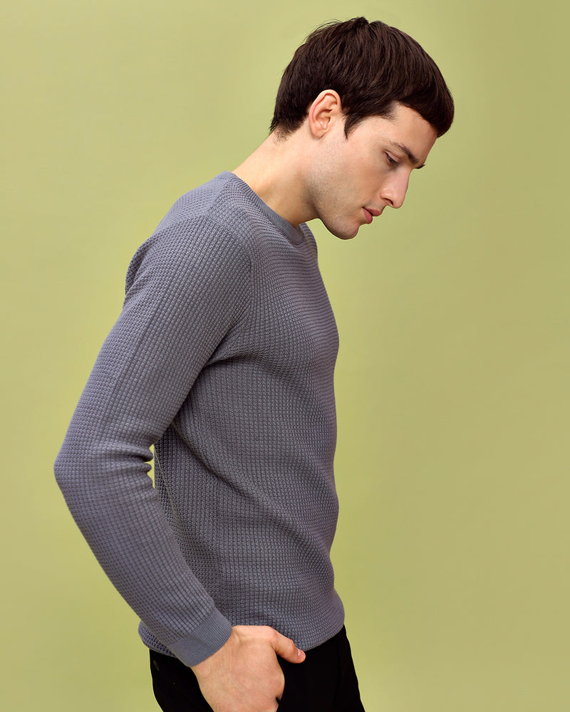 OXFORD GREY WAFFLE SWEATER