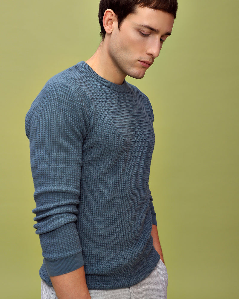 Grey waffle sweater sale