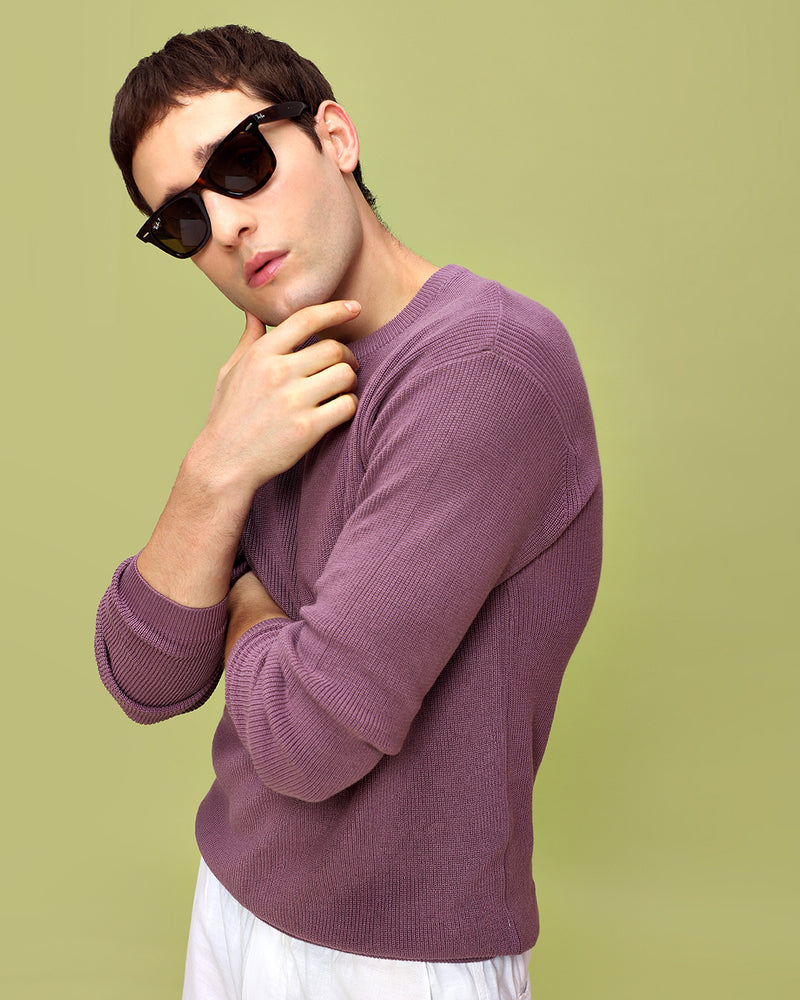 MIDNIGHT MAUVE KNIT SWEATER