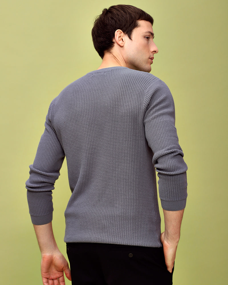 OXFORD GREY WAFFLE SWEATER