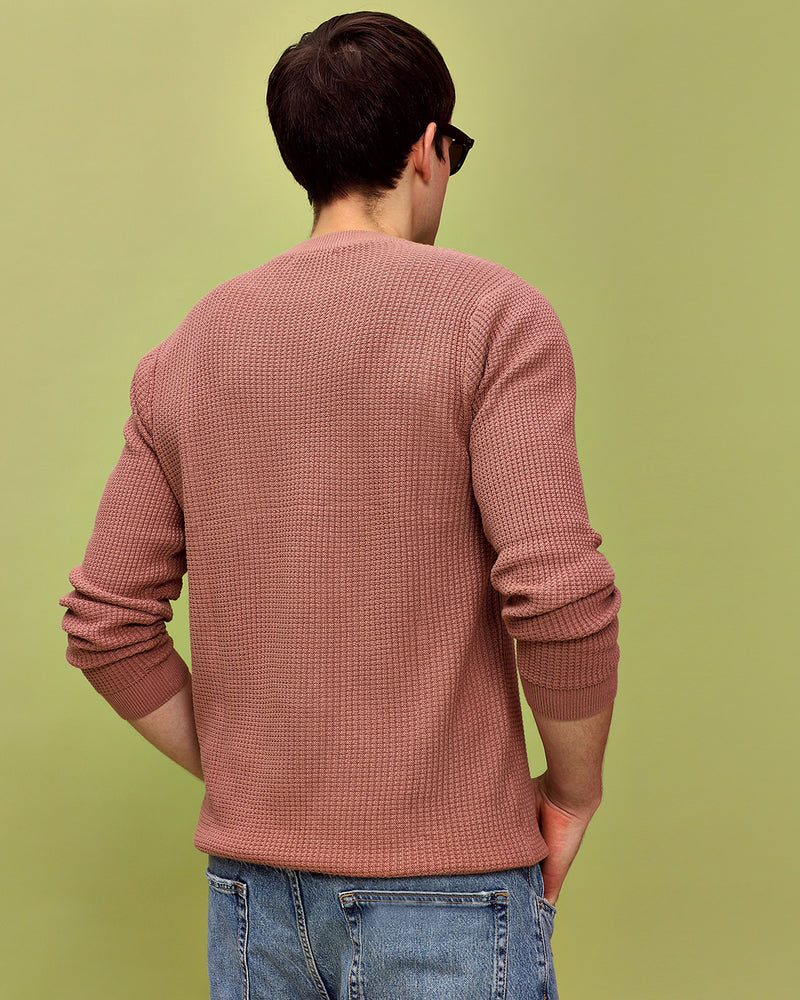 MEXICAN PINK WAFFLE SWEATER