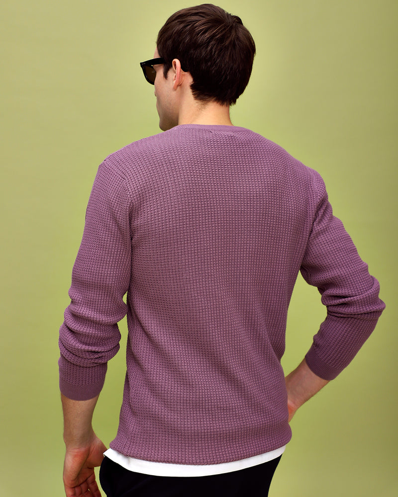 FRENCH PURPLE WAFFLE SWEATER