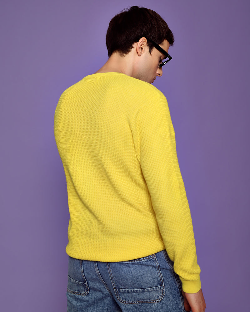 CYBER YELLOW WAFFLE SWEATER