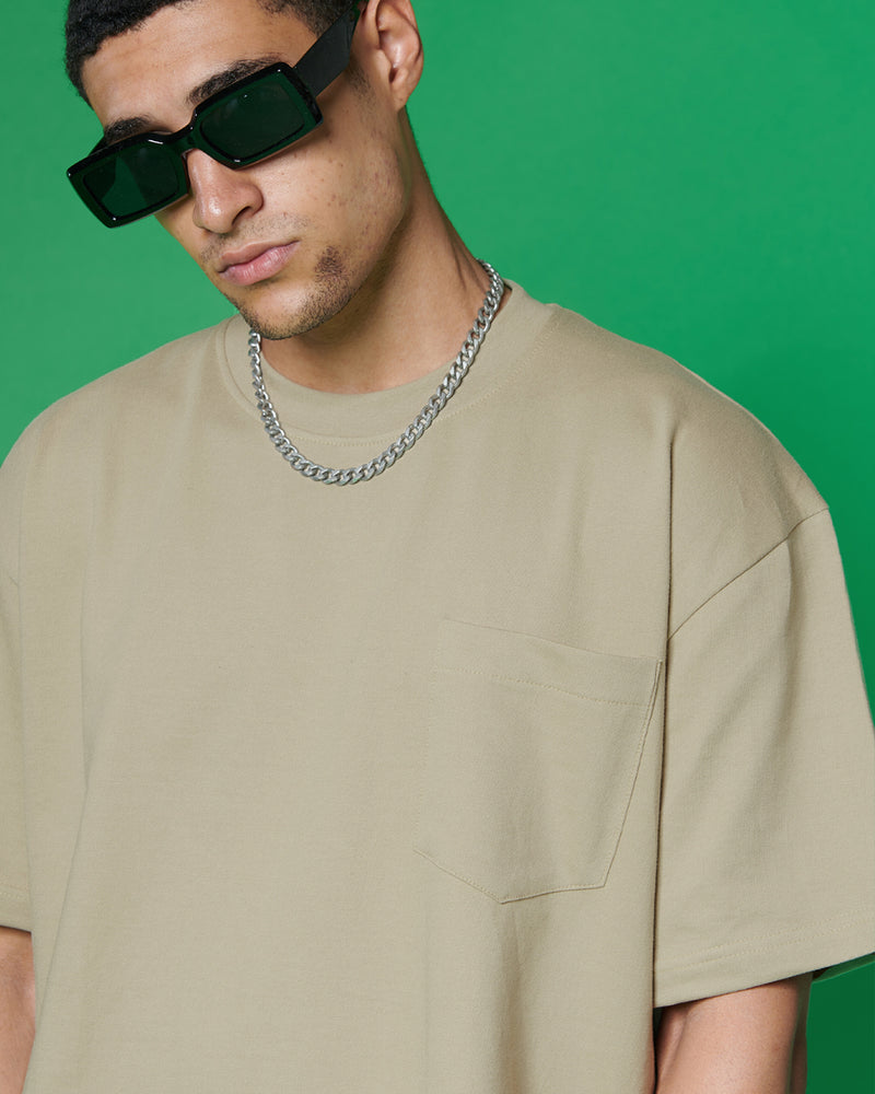 BEIGE OVERSIZED HEAVYWEIGHT T-SHIRT