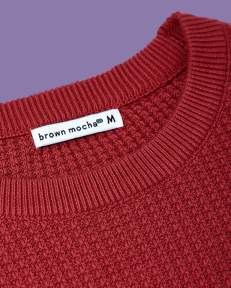 CLAY RED WAFFLE SWEATER