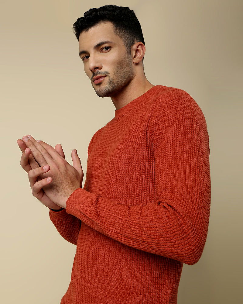 Burnt orange hotsell waffle knit sweater