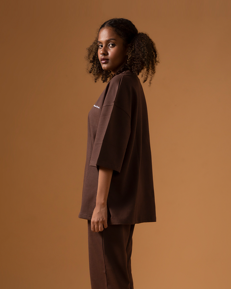 COCOA OVERSIZED HALF SLEEVE T-SHIRT