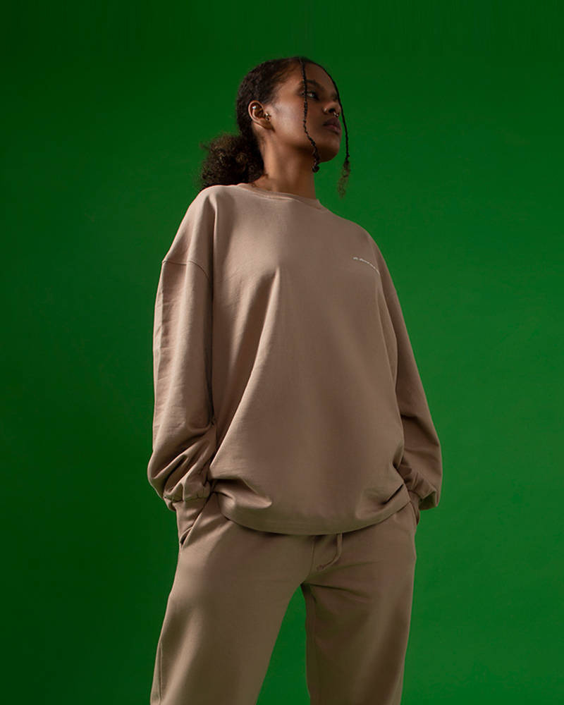 DUSTY BEIGE OVERSIZED LONG SLEEVE T-SHIRT