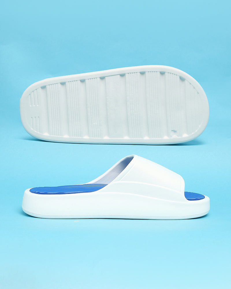 Blue White Unisex Sliders