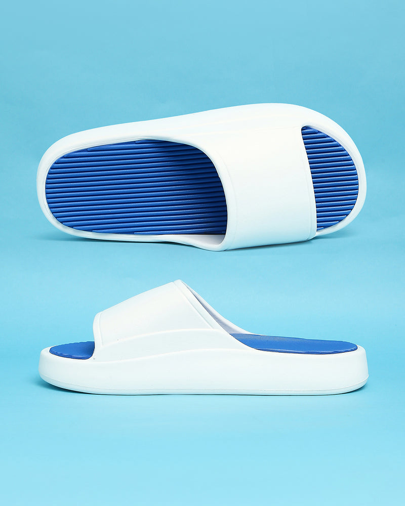 Blue White Unisex Sliders