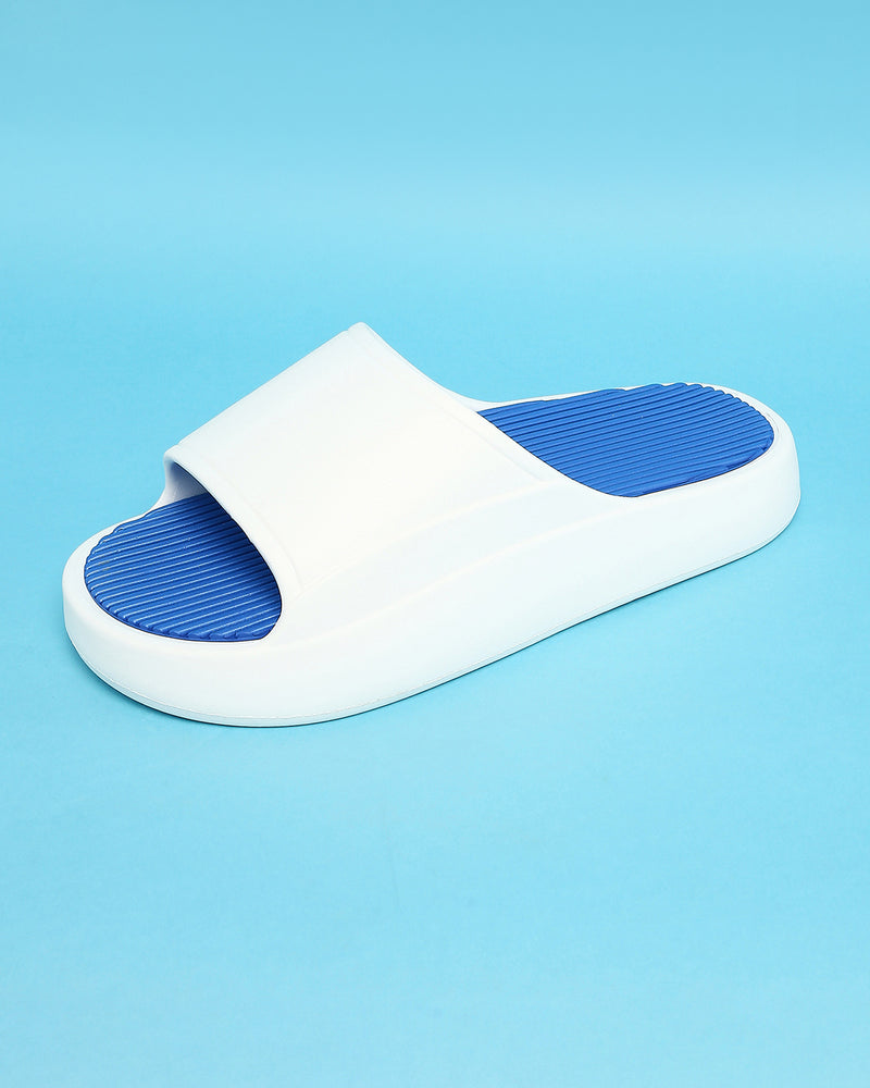 Blue White Unisex Sliders